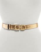 Salvatore Ferragamo Women's Double Gancini Metallic Leather Belt