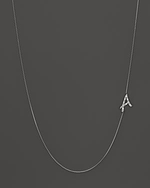 Kc Designs Diamond Side Initial A Necklace In 14k White Gold, .05 Ct. T.w. - 100% Exclusive