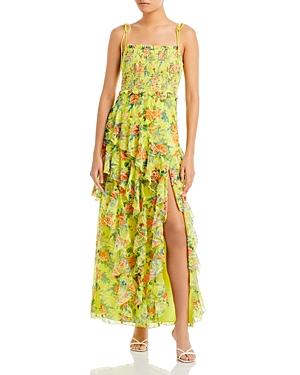 Alice And Olivia Jocelyn Ruffled Tie Strap Maxi Dress