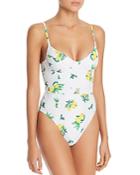 Onia X Weworewhat Danielle Lemon Belted One Piece Swimsuit