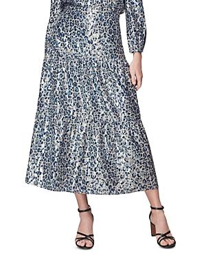 Whistles Metallic Animal Print Midi Skirt
