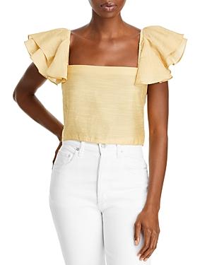 Vince Smocked Flutter Strap Top