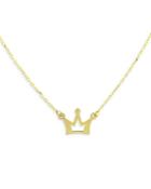 Moon & Meadow 14k Yellow Gold Small Crown Pendant Necklace, 15.75
