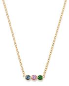 Zoe Chicco 14k Yellow Gold Rainbow Sapphire Bezel-set Bar Pendant Necklace, 16