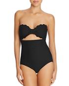 Kate Spade New York Scalloped Bandeau One Piece Swimsuit