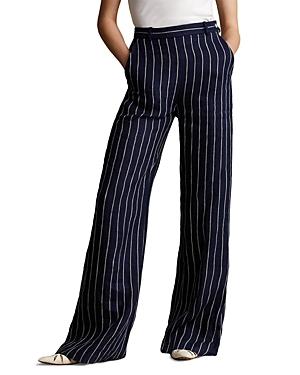Polo Ralph Lauren Pinstriped Linen Wide Leg Pants