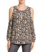 4our Dreamers Animal Print Cold Shoulder Top
