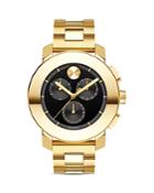 Movado Bold Yellow Gold Ion-plated Chronograph With Black Sunray Dial, 38mm