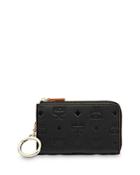Mcm Klara Monogram Leather Zip Wallet With Key Ring