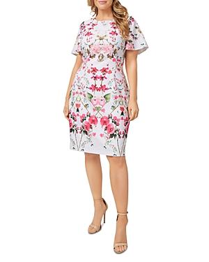 Adrianna Papell Plus Floral Print Crepe Dress