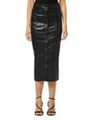 Hudson Button Front Coated Midi Skirt