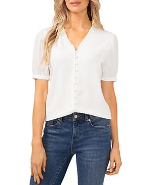 Cece Puff Sleeve Button Front Top