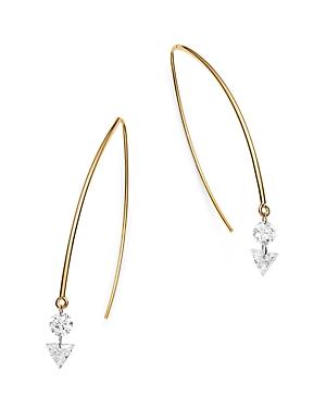Aerodiamonds 18k Yellow Gold Round & Triangle Diamond Duet Threader Earrings