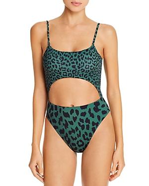 Aqua Leopard-print Scoop Cutout One Piece Swimsuit - 100% Exclusive