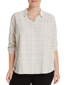 Eileen Fisher Plus Check Print Collared Shirt