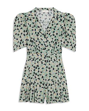 Sandro Divine Printed Puff Shoulder Romper