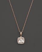 Morganite And Diamond Pendant Necklace In 14k Rose Gold, 18