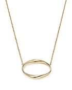 14k Yellow Gold Twisted Oval Pendant Necklace, 16
