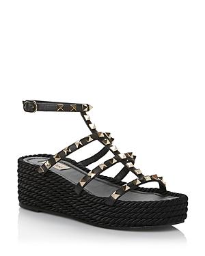 Valentino Garavani Women's Studded Espadrille Wedge Sandals