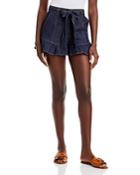 Cinq A Sept Penny Ruffled Denim Shorts In Indigo