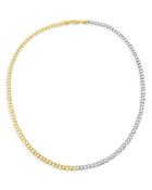 Adinas Jewels Half And Half Flat Curb Chain Necklace, 15