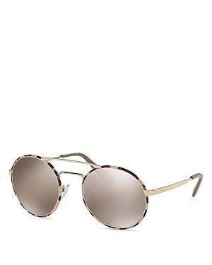 Prada Women's Catwalk Mirrored Brow Bar Round Sunglasses, 54mm