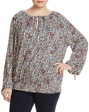 Lucky Brand Plus Floral Smocked-waist Top