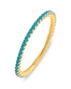 Adinas Jewels Turquoise Studded Thin Band Ring In Gold Vermeil Sterling Silver