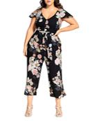 City Chic Plus Mid Summer Floral-printed Jumpsuit