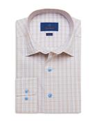 David Donahue Fusion Cotton Plaid Regular Fit Dress Shirt