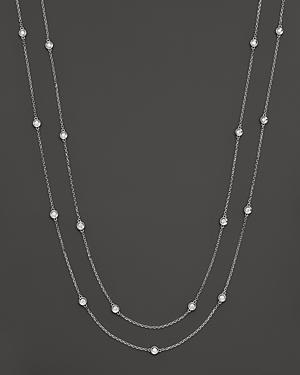 Double Strand Diamond Station Necklace In 14k White Gold, 0.50 Ct. .t.w. - 100% Exclusive