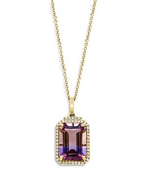 Bloomingdale's Ametrine & Diamond Halo Pendant Necklace In 14k Yellow Gold, 16-18 - 100% Exclusive