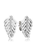 Pandora Earrings - Sterling Silver & Cubic Zirconia Shimmering Feathers