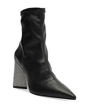 Schutz Women's Cyrus Pointed Toe Rhinestone Heel Booties