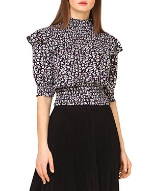 Gracia Smocked Short Sleeve Top With Abstract Dot Print (42% Off) - Comparable Value $86.40