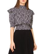 Gracia Smocked Short Sleeve Top With Abstract Dot Print (42% Off) - Comparable Value $86.40