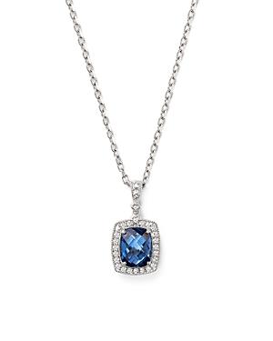 Judith Ripka Rectangular Cushion Pendant Necklace With White Sapphire And London Blue Spinel, 17
