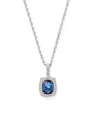 Judith Ripka Rectangular Cushion Pendant Necklace With White Sapphire And London Blue Spinel, 17