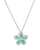 Bloomingdale's Emerald & Diamond Flower Pendant Necklace In 14k White Gold, 18 - 100% Exclusive