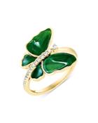 Bloomingdale's Malachite & Diamond Butterfly Ring In 14k Yellow Gold - 100% Exclusive