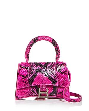 Balenciaga Hourglass Mini Embossed Leather Top Handle Bag