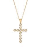 Diamond Bezel Cross Pendant Necklace In 14k Yellow Gold, 1.0 Ct. T.w. - 100% Exclusive