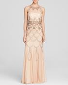 Adrianna Papell Gown - High Neck Illusion Neck Beaded Godet