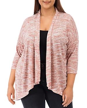 B Collection By Bobeau Curvy Luann Space-dyed Open-front Cardigan