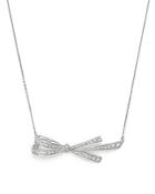 Diamond Bow Pendant Necklace In 14k White Gold, .55 Ct. T.w.