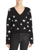 Honey Punch Star Distressed Cropped Sweater