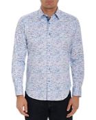 Robert Graham The Zippy Cotton Blend Paisley Block Print Classic Fit Button Down Shirt