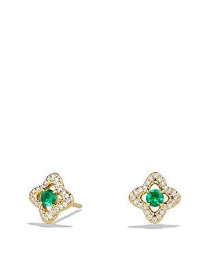 David Yurman Venetian Quatrefoil Earrings With Emeralds And Diamonds In 18k Gold