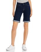 Jen7 By 7 For All Mankind Rolled Denim Bermuda Shorts In Haven