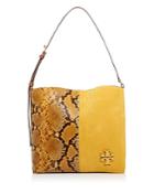 Tory Burch Mcgraw Snake-embossed Leather & Suede Slouchy Hobo
